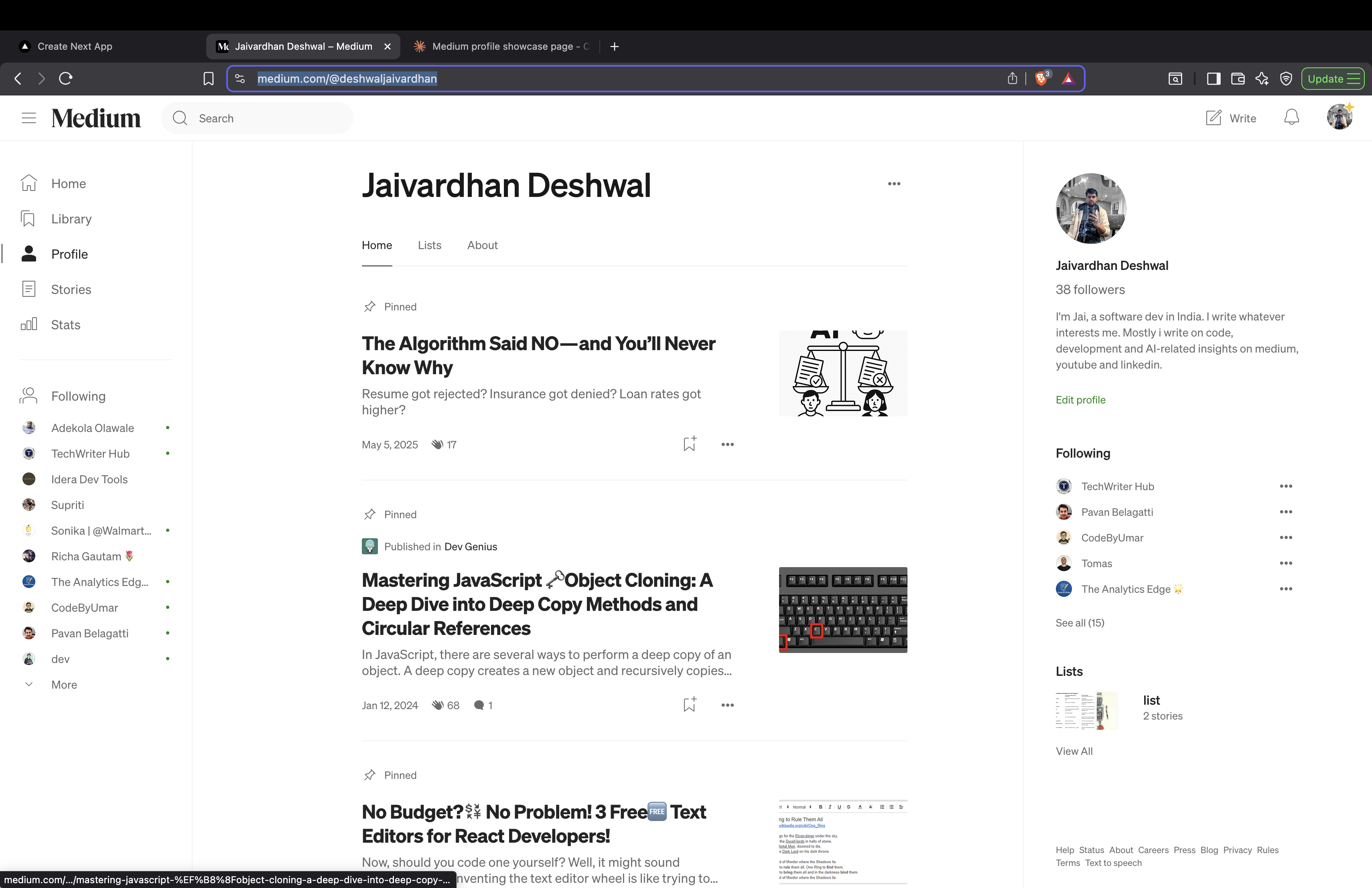 Jaivardhan Deshwal Medium Profile - Havocmedia Writer showcasing technology and creative writing articles